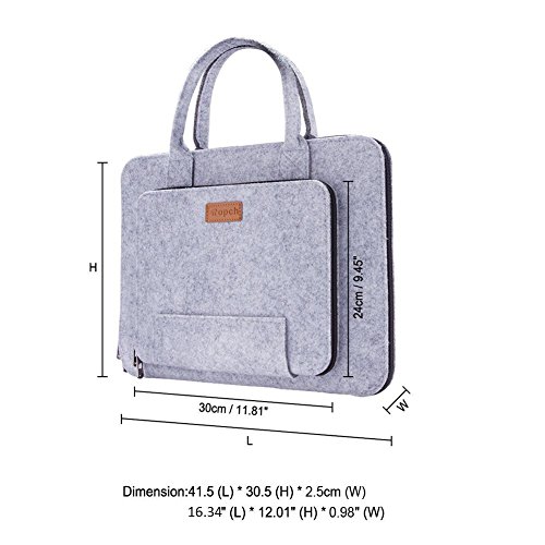 Ropch Laptoptasche 15,6 Zoll Filz Ttragbare Notebooktasche Hülle Case mit Griff für 15 15.6″ Acer / Asus / Dell / HP / Lenovo – Grau & Schwarz - 2