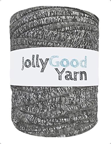 Soft stretchy pixelated grey Jolly Good Yarn t-shirt crochet yarn (large roll)
