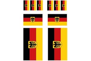 DYKGRAAF 10 Stück Flaggen Aufkleber Deutschland Bundesadler Set Sticker Germany Adler BRD Autoaufkleber - Offsetdruck Mehrfarbig