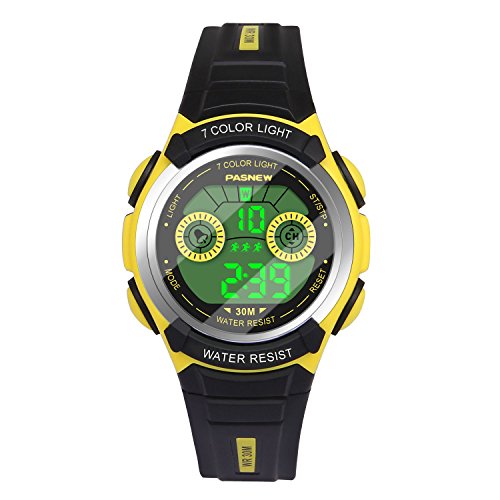 Hiwatch Reloj Multifuncional LED Digital a Prueba de Agua Relojes para los Niños Amarillo