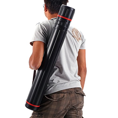 PRAKTISCHER ZEICHENROLLEN KÖCHER | ausfahrbar 78-135 cm, schwarz | Transportrolle, Rollenhalter - 4