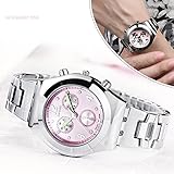 etbotu Frauen Fashion Einfache Quarzuhr mit Legierung Armband Strass Dekoration Armbanduhr Geschenk 8399B042 pink