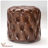 chesterfield hocker grau Material: hochwertiges Rindsleder