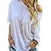 Produktbild SEWORLD T-Shirt Damen, Frauen Sommer Kurzarm O-Ausschnitt Bluse Casual Baggy Tops T-Shirt Oberteile Weiß(Weiß,S)