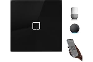 BSEEDLIFE Interruptor Inteligente WiFi Empotrado,Smart Interruptor Táctil Pared,1 Gang 1 Vía 86 * 86 mm,Compatible con Alexa y Google Home (Aplicación Tuya/Smart Life),Negro