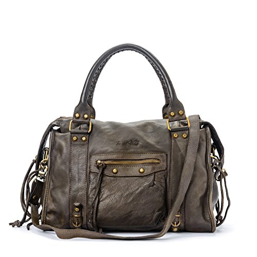 Ira del Valle, Bolso para mujer, Piel genuina, Vintage, Modelo Dallas, Made in Italy (marron)