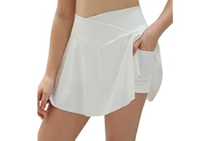 Haloumoning Girls' Tennis Skirt with Trousers Underneath Crossover High Waist Golf Skorts Sports Skirt for Children Summer A-line Short Trouser Skirt Breezeful Pleated Skirts