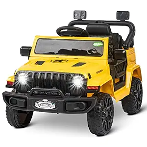 Baybee Thrax Battery Operated Ride-on Electric Kids Car Jeep | Ride-on Toy Baby Car Jeep with Led Light, USB, Music | Electric Battery Baby Big Car for Kids to Drive 2 to 5 Years Boys Girls (Yellow)