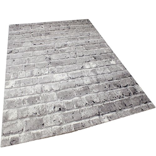 Moderner Designer Teppich Stein Optik Mauer Muster Strapazierfähig in Grau – VIMODA; Maße: 80×150 cm - 5
