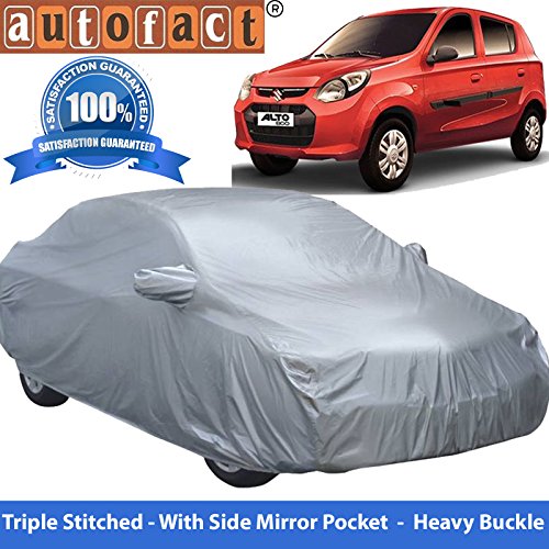 Autofact Premium Silver Matty Triple Stitched Car Body Cover with Mirror Pocket for Maruti Alto 800 RS.799 (60.00% Off) - Amazon