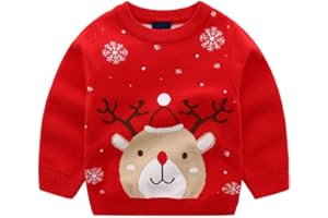 ESHOO Baby Boys Girls Christmas Deer Print Knitwear Pullover Sweater Boys Girls Xmas Jumper
