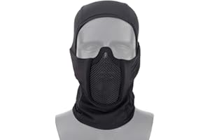 Aoutacc Cagoule en maille pour airsoft, style ninja, protection complète du visage avec masque en maille pour jeu de guerre, BB Gun, chasse, paintball
