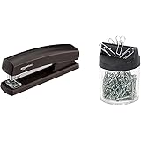 Amazon Basics Heftgerät mit 1.000 Heftklammern, Schwarz & Wedo 2705154 Klammernspender (mit Magnet rund gefüllt, 125 Büroklam