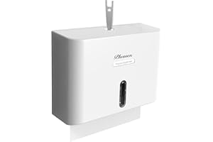 PLUSSEN Paper Towel Dispenser Wall Mounted, Adhesive No Drilling Hand Towel Dispenser Multifold C Fold Paper Towel Dispenser for Bathroom,White