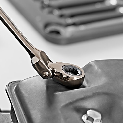 Proteco-Werkzeug® 8-tlg. Ringmaul Ratschenschlüssel Satz SW8 – 19 feinverzahnt 72 Zähne CrV - 4