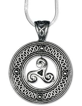 Anhänger keltische Triskele im Kreis Dreierwirbel Flechtwerk 925er Silber Schmuck Schutzamulett mit 1,2mm Schlangenkette...