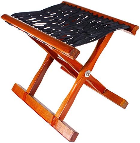 Folding Stool in Solid Wood Hardwood Seat, Bench. Camping Fishing