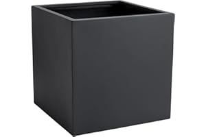 VIVANNO Jardinière en Fibre de Verre - 60x60x60 cm - Anthracite Mat - Jardinière carrée pour l'extérieur et l'intérieur
