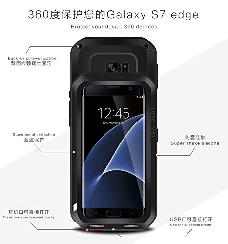 Love Mei Powerful - Carcasa s  per protectora anti-shock con Gorilla Glass para Samsung Galaxy S7 Edge - Negro