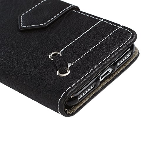 iPhone 7 Hardcase iPhone 7 Flip Hülle YOKIRIN Premium Kunstleder Muster Purse Geld PU Leder Schutzhülle TPU Innenschale Wallet Case Brieftasche Flipcase Klapptasche Portemonnaie Handyhülle mit Karteneinschub Standfunktion und Magnetverschluß Schwarz - 6