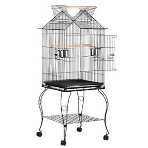 Yaheetech Jaula para Pájaros Jaula con Soporte Ruedas Altura 145 cm