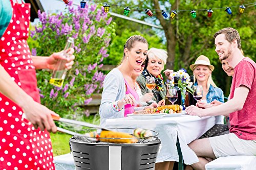 Gartendia Grill für Balkon und Terrasse, Tischgrill mit Holzkohle in Schwarz, Holzkohlegrill mit Aktivbelüftung, Grill Virginia für draußen - 8