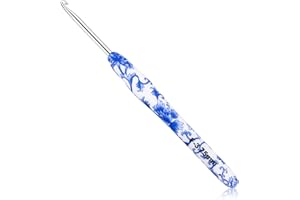 BCMRUN 3.75 mm(9) Crochet Hook, Ergonomic Handle for Arthritic Hands, Extra Long Knitting Needles for Beginners and Crocheting Yarn (3.75mm-9), Blue (China Flower Hooks 04)