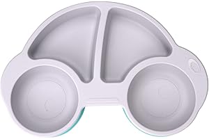 QSHARE Assiette à Ventouse pour Bébé Silicone, Plaque d'alimentation Antidérapante pour enfants, 100% sans BPA et approuvées par la FDA, aspiration forte à la table, lave-vaisselle et au micro-ondes