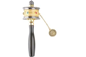 Yunxwd Moulin à PrièRes TibéTain, Moulin à PrièRes Bouddhiste TibéTain, Moulin à PrièRes Bouddhiste TibéTain à Six Mots En Alliage à Manivelle (Or)