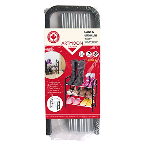 ArtMoon Calgary Schuhregal 3 Ablagen Schwarz / Grau Metall / Plastik 41.7 X 19 X 44 cm - 6