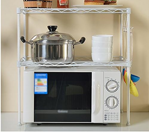 DFHHG® Kitchen Second Floor Microwave Oven Rack Shelf Desktop Bookshelf Storage Rack Storage Shelves White Durable