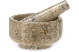 BRITISH FOSSILS Stößel & Mörtel Klassische Form - Fossiler Stein