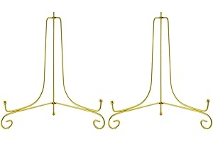 Tincogo 10 Pollici Argento Ferro Supporto Cavalletto Decorativo per foto, piatti, cornici, libri di cucina, piatti decorativi, tablet e arte, oro 2 Pezzi
