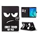 Produktbild Tablet Schutzhülle für Samsung Galaxy Tab A 10.1 (2016) T580 T585 Don't Touch My Pad Tasche mit Auto Sleep / Wake-up Funktion und Magnetverschluss Case Kunstleder Etui Hülle Book Cover schwarz