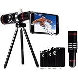 Evershop 18 mal Zoom Manuelle Fokus Teleobjektiv, iPhone Kamera Objektiv mit Mini Stativ + Universal Telefonhalter + Handy Case + Reinigungstuch für iPhone 7 Plus /6s Plus / 6 Plus/ 7 / 6S / 6/5 /5s