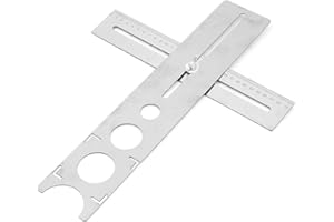 ALLOMN Regla de Medición de ángulos Múltiples, Localizador de Azulejos Puncher Herramienta de plantilla de Angularizador, Plantilla Múltiple Localizador de Orificios Ajustables, Acero Inoxidable