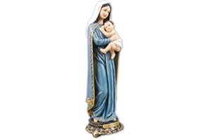 Biblegifts Madonna & Child Florentine Statue 8" (20 cm) Traditional Italian Design Resin Virgin Mary And Baby Jesus Gold Collection Boxed