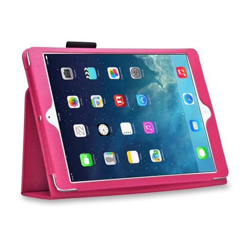 Invero® Executive Ledertasche umfasst Ständer Feature, Displayschutzfolie und Eingabestift Kugelschreiber für Apple Ipad Air / Ipad 5 5th Generation 2013 (Rose / Pink) - 2