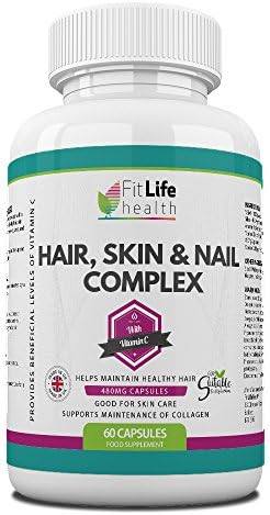 Hair Skin and Nail Complex by Fit Life Health - Collagen, Silica And MSM Formula - Fight The Visible Effects Of Poor Diet, Hormones And Stress - 60 Capsules - Made In UK