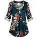 Produktbild Fanxing Damen Shirt Plus Size Langarm Druck V-Ausschnitt Knopf Pullover Tops (Grün, 2XL)