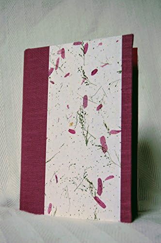 Pink Notebook with floral inclusion on tissue mulberry paper and linen, suitable for drawing, writing or sketching, maybe a gift for her as a pregnancy journal