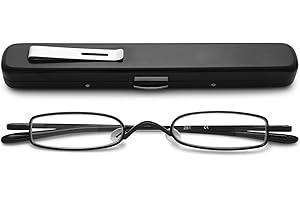 VEVESMUNDO Okulary do czytania, wąskie, metalowe, sprężynowe, klasyczne, damskie, męskie, małe, lekkie, pomoc w czytaniu, okulary z etui