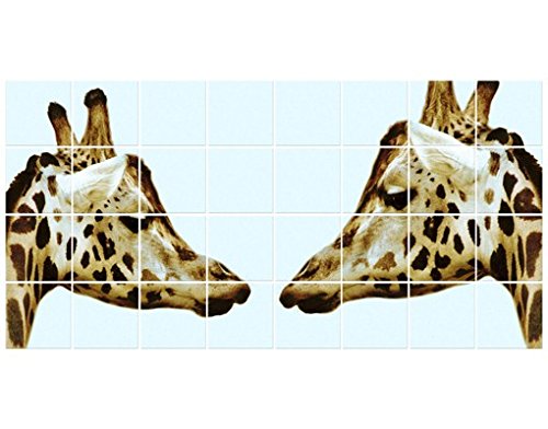 Fliesenbild Giraffes In Love Giraffen Küssen Familie Liebe Afrika, Fliesengröße:15 cm x 15 cm;Größe:60cm x 120cm - 2