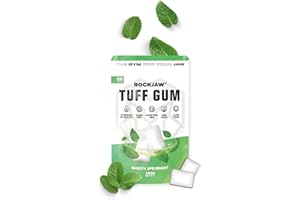 ROCKJAW® Jawline Gum - Tuff Gum 2.0 avec complexe de vitamines B - 100 % xylitol, sans aspartame, sans sucre (2 mois d'approvisionnement) - Menthe verte lisse (sans timme)