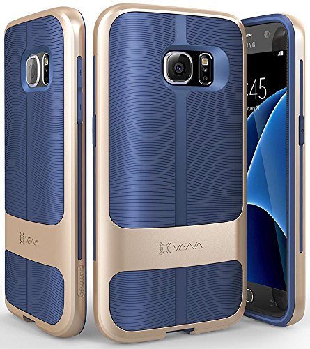 Galaxy S7 Funda  Vena  vAllure  CornerGuard ShockProof   Strong Grip  Bumper Frame h  brido de la cubierta ultra delgada La textura de la onda para Samsung Galaxy S7  Oro   Azul Marino 