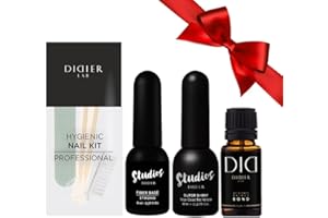 ‎DIDIER LAB Didier Lab - Base Coat Top Coat UV - Fiberglas Gel Base Strong und No Wipe Top Coat Gel UV Super Shiny - Primer für Gelnägel - LED UV Nagellack Set - UV Gel Nagellack - Shellac Set - Stärkt Nägel