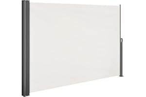 CASARIA® Toldo Lateral Retráctil Pantalla Privacidad Exterior 160x300cm Extensible Opaco Balcón Terraza Crema