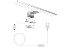 Azhien Lampa łazienkowa LED nad lustro, 5 W, neutralna biel, 4000 K, lampa ścienna 500 lm, lampa do lustra z wtyczką, montaż 3 w 1, 30 cm, IP44, lampa łazienkowa z lustrem, 230 V, 300 mm