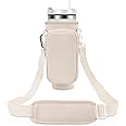 MTRoyaldia Water Bottle Carrier Bag with Pouch Compatible with 40oz Tumbler with Handle, Water Bottle Pouch for Quencher H2.0 Flow State, 40 oz Tumbler (Beige)
