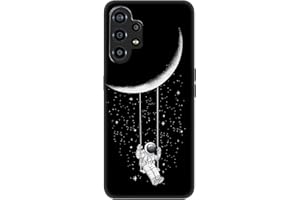 HopMore Compatible con Funda Samsung Galaxy A13 4G Negro Silicona Blando Antigolpes Dibujos Bonita Carcasas Case para Samsung A13 4G Resistente Gracioso TPU Cover Linda Fina, Astronauta